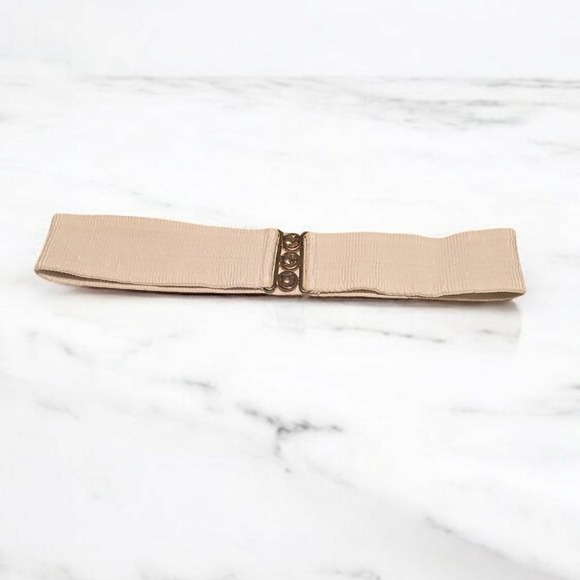 Y2K Elastic Waist Belt Cinch Dress Belt Adjustable Gold Buckle Large Made in USA - Picture 1 of 4
